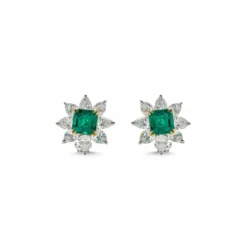 Bayco Bayco One-of-a-Kind Emerald And Diamond Stud Earrings