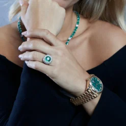 Bayco Bayco One-of-a-Kind Emerald Ring With Diamonds -Horaluxis Sales Store bayco round emerald ring bayco 40421299192052