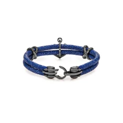 StingHD Blue Anchor Silver Black Platinum Plated Bracelet -Horaluxis Sales Store black platinum plated silver anchor bracelet wrist aficionado 40260540694772