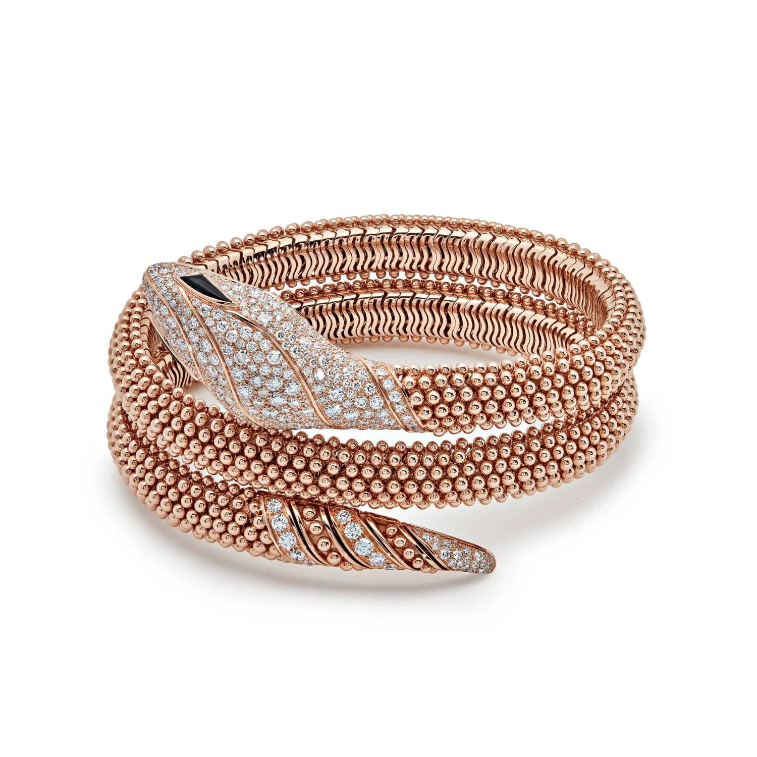 BVLGARI BVLGARI Serpenti Pallini Bracelet 358433 Rose Gold Pavé Diamonds Onyx 3 BVLGARI BVLGARI Serpenti Pallini Bracelet 358433 Rose Gold Pavé Diamonds Onyx - Image 3