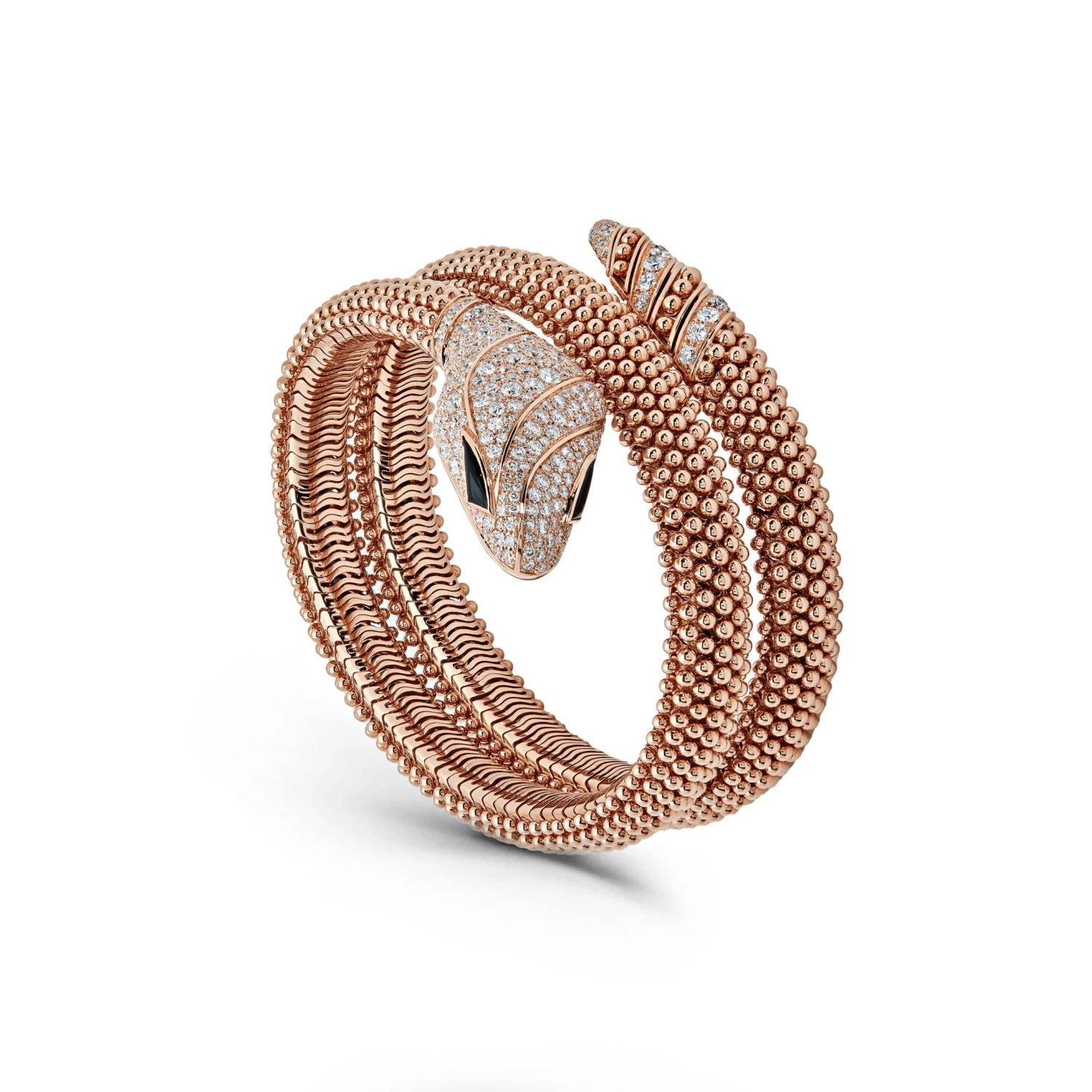 BVLGARI BVLGARI Serpenti Pallini Bracelet 358433 Rose Gold Pavé Diamonds Onyx 1 BVLGARI BVLGARI Serpenti Pallini Bracelet 358433 Rose Gold Pavé Diamonds Onyx