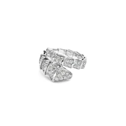 BVLGARI BVLGARI Serpenti Viper Ring One-Coil White Gold Full Pavé Diamond Set 345223 -Horaluxis Sales Store bvlgari serpenti viper ring 18kt white gold full pave diamond set 345223 bvlgari 40260856578292