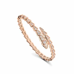 BVLGARI BVLGARI Serpenti Viper Thin Bracelet Rose Gold Full Pavé Diamonds 353793