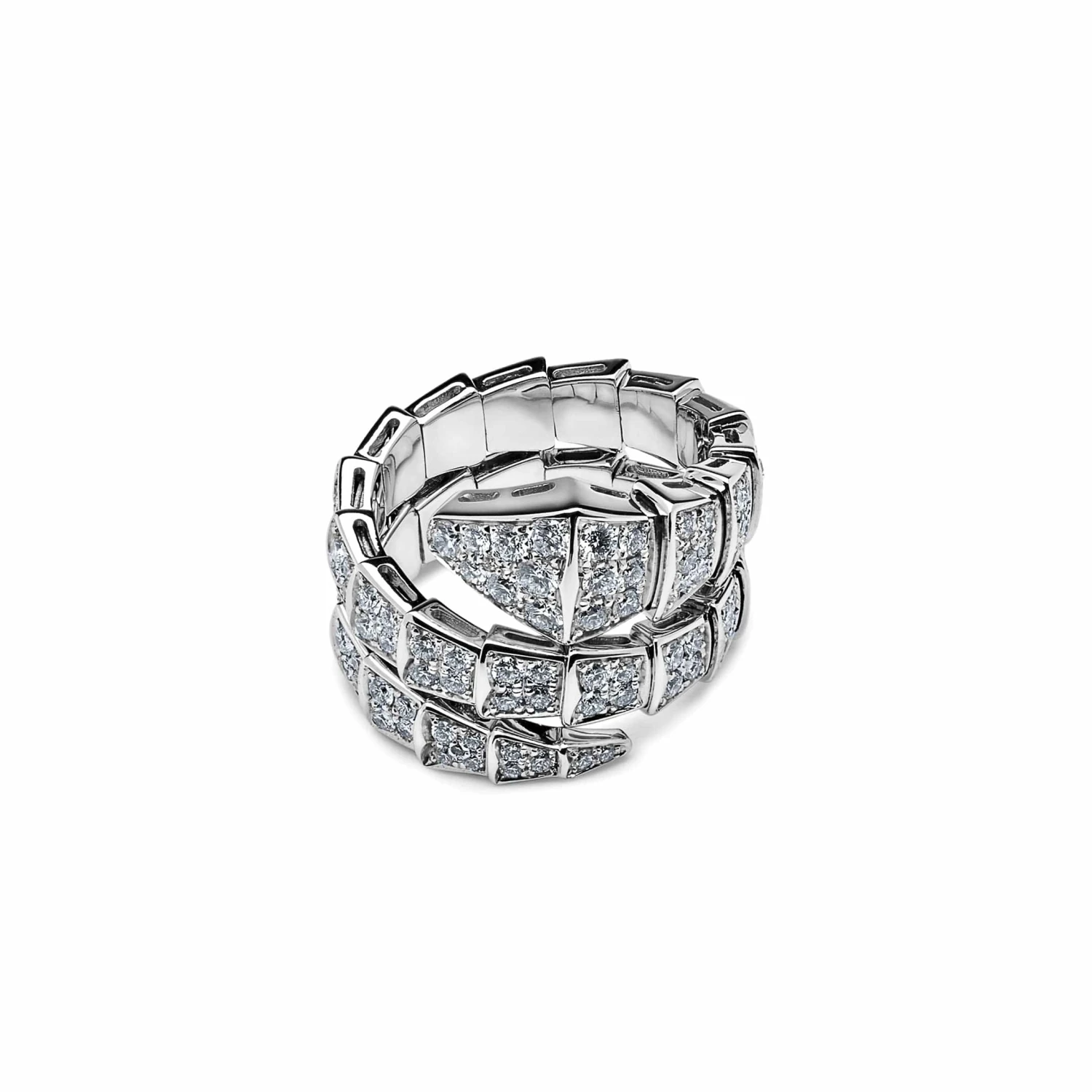 BVLGARI BVLGARI Serpenti Viper Two-Coil Ring White Gold Pavé Diamond 345226 3 BVLGARI BVLGARI Serpenti Viper Two-Coil Ring White Gold Pavé Diamond 345226 - Image 3