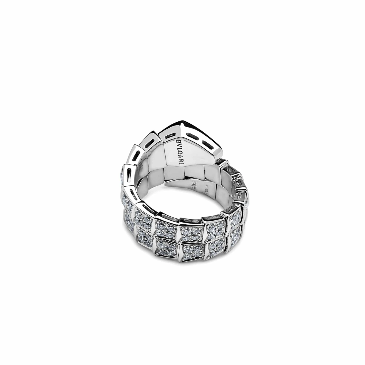 BVLGARI BVLGARI Serpenti Viper Two-Coil Ring White Gold Pavé Diamond 345226 4 BVLGARI BVLGARI Serpenti Viper Two-Coil Ring White Gold Pavé Diamond 345226 - Image 4