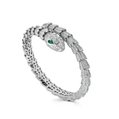 BVLGARI BVLGARI Serpenti White Gold Diamond And Emerald Bracelet 356903