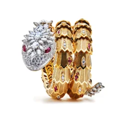 BVLGARI BVLGARI Serpenti Yellow And White Gold Bangle Bracelet 260562