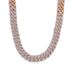 Jewels Aficionado Cuban Link Rose Gold Half Pavé Diamond Necklace -Horaluxis Sales Store cuban link rose gold half pave diamond necklace wrist aficionado 40944136421620