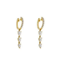 Jewels Aficionado Dangling Diamond Huggie Hoop Earrings