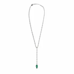 Jewels Aficionado Diamond And Emerald Lariat Necklace