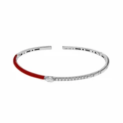 Jewels Aficionado Diamond And Red Enamel Bangle
