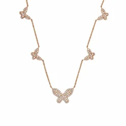 Jewels Aficionado Diamond And Rose Gold Butterfly Necklace