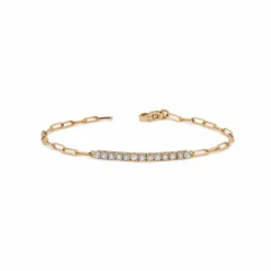 Jewels Aficionado Diamond And Rose Gold Paperclip Chain Bracelet