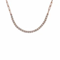Jewels Aficionado Diamond And Rose Gold Paperclip Chain Necklace