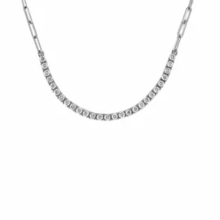 Jewels Aficionado Diamond And White Gold Paperclip Chain Necklace