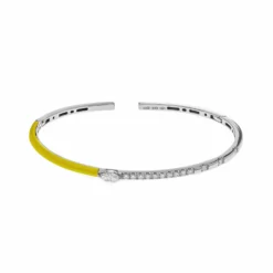 Jewels Aficionado Diamond And Yellow Enamel Bangle