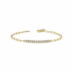 Jewels Aficionado Diamond And Yellow Gold Paperclip Chain Bracelet