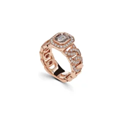 Jewels Aficionado Diamond Cocktail Ring With Rose Gold Pavé Chain Link Band -Horaluxis Sales Store diamond cocktail ring with rose gold pave chain link band wrist aficionado 40805814960372