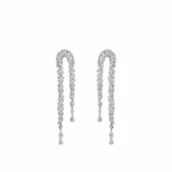 Jewels Aficionado Elegant Cascade White Gold Diamond Earrings