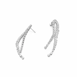 Jewels Aficionado Elegant Cascade White Gold Diamond Earrings -Horaluxis Sales Store elegant cascade white gold diamond earrings wrist aficionado 40867531358452