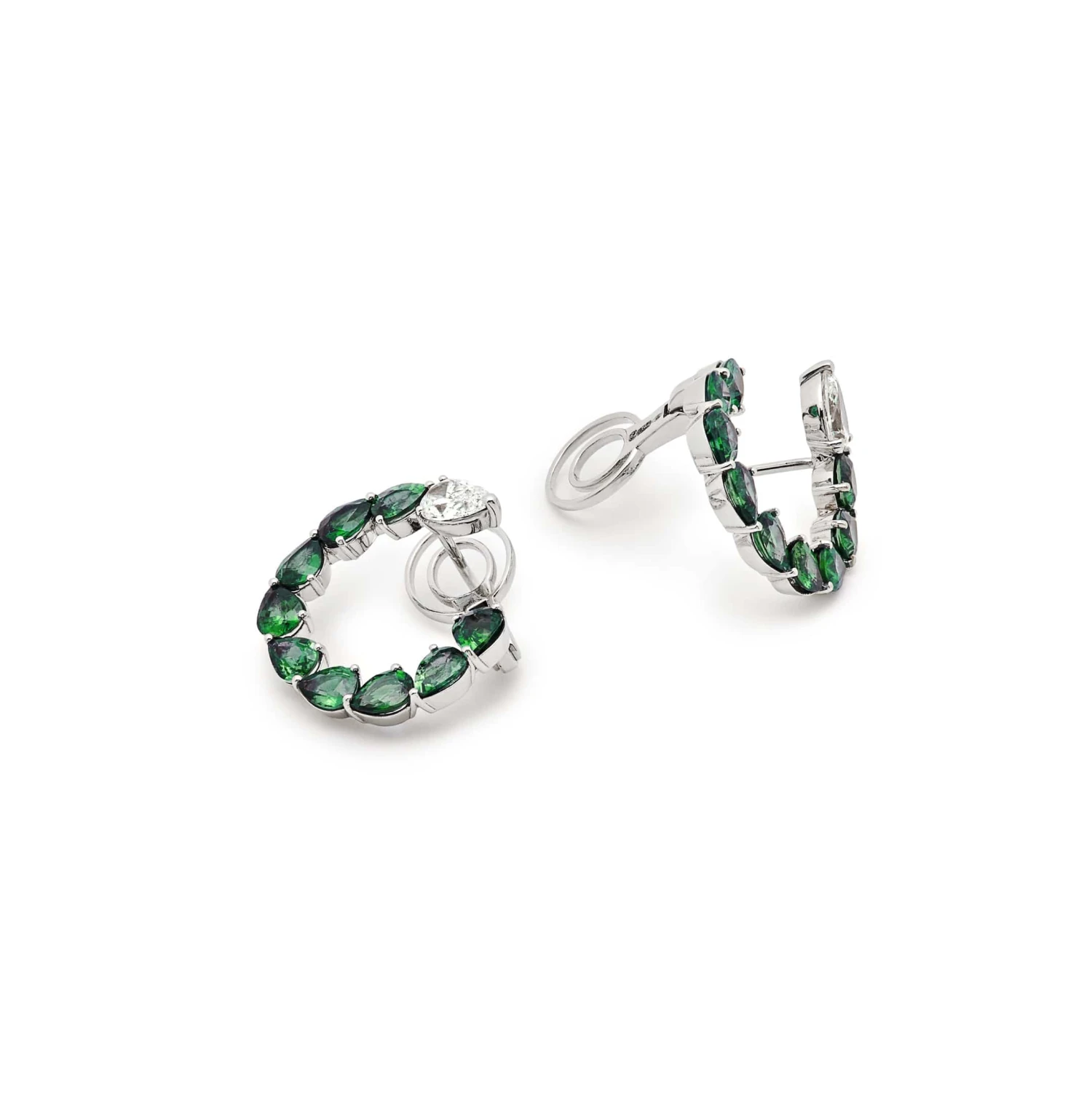 Jewels Aficionado Emerald And Diamond Pear-Shaped Hoop Earrings 3 Jewels Aficionado Emerald And Diamond Pear-Shaped Hoop Earrings - Image 3