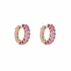 Jewels Aficionado Emerald-Cut Pink Sapphire Hoop Earrings