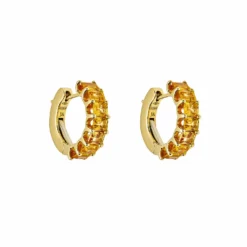 Jewels Aficionado Emerald-Cut Yellow Sapphire Hoop Earrings