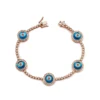 Jewels Aficionado Evil Eye Blue Quartz And White Diamond Halo Rose Gold Bracelet
