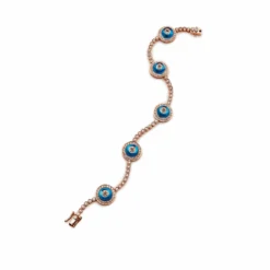 Jewels Aficionado Evil Eye Blue Quartz And White Diamond Halo Rose Gold Bracelet -Horaluxis Sales Store evil eye blue quartz and white diamond halo rose gold bracelet wrist aficionado 40261216927988