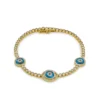 Jewels Aficionado Evil Eye Blue Quartz And White Diamond Halo Yellow Gold Bracelet