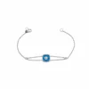 Jewels Aficionado Evil Eye Blue Quartz Diamond Halo White Gold Chain Bracelet