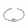 Jewels Aficionado Evil Eye Blue Sapphire And White Diamond White Gold Bracelet