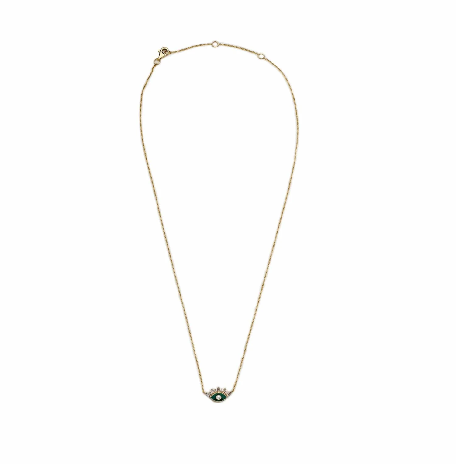 Jewels Aficionado Evil Eye Green Enamel And Diamond Yellow Gold Pendant 1 Jewels Aficionado Evil Eye Green Enamel And Diamond Yellow Gold Pendant