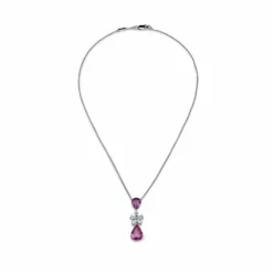 Graff Graff Pink Sapphire And Diamond Flower Motif Pendant Necklace