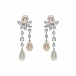 Graff Graff Platinum And White Gold Diamond And Pearl Drop Earrings