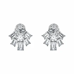 Graff Graff White Emerald Cut And Round Diamond Earrings