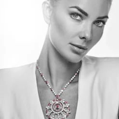 Graff Graff White Gold Diamond And Pink Sapphire Large Snowflake Necklace -Horaluxis Sales Store graff white gold diamond and pink sapphire large snowflake necklace graff 40261428379892 scaled