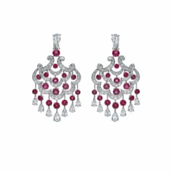Graff Graff White Gold Ruby And Diamond Chandelier Earrings