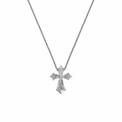 Jewels Aficionado Kite Shape Platinum Diamond Cross Pendant Necklace