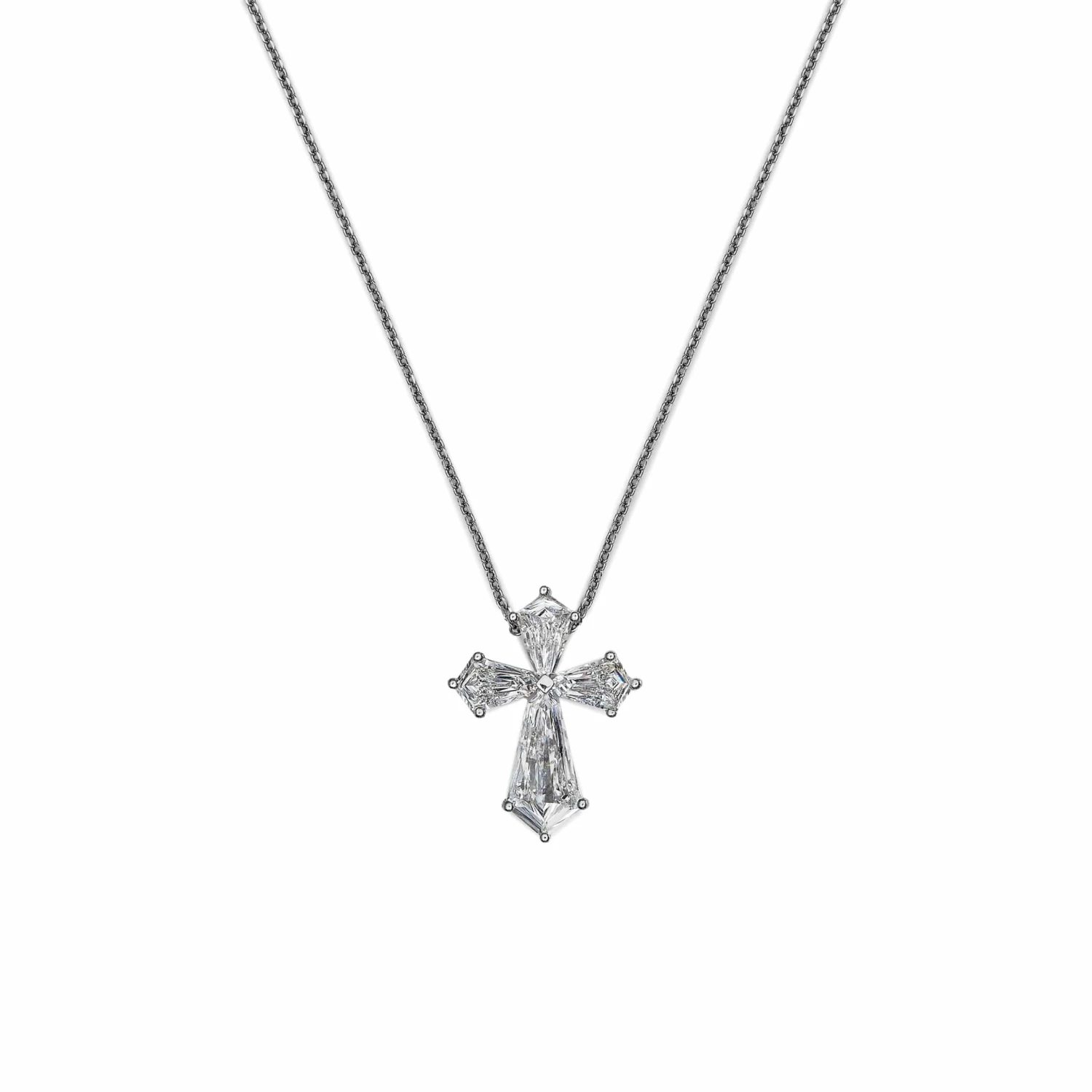 Jewels Aficionado Kite Shape Platinum Diamond Cross Pendant Necklace 1 Jewels Aficionado Kite Shape Platinum Diamond Cross Pendant Necklace