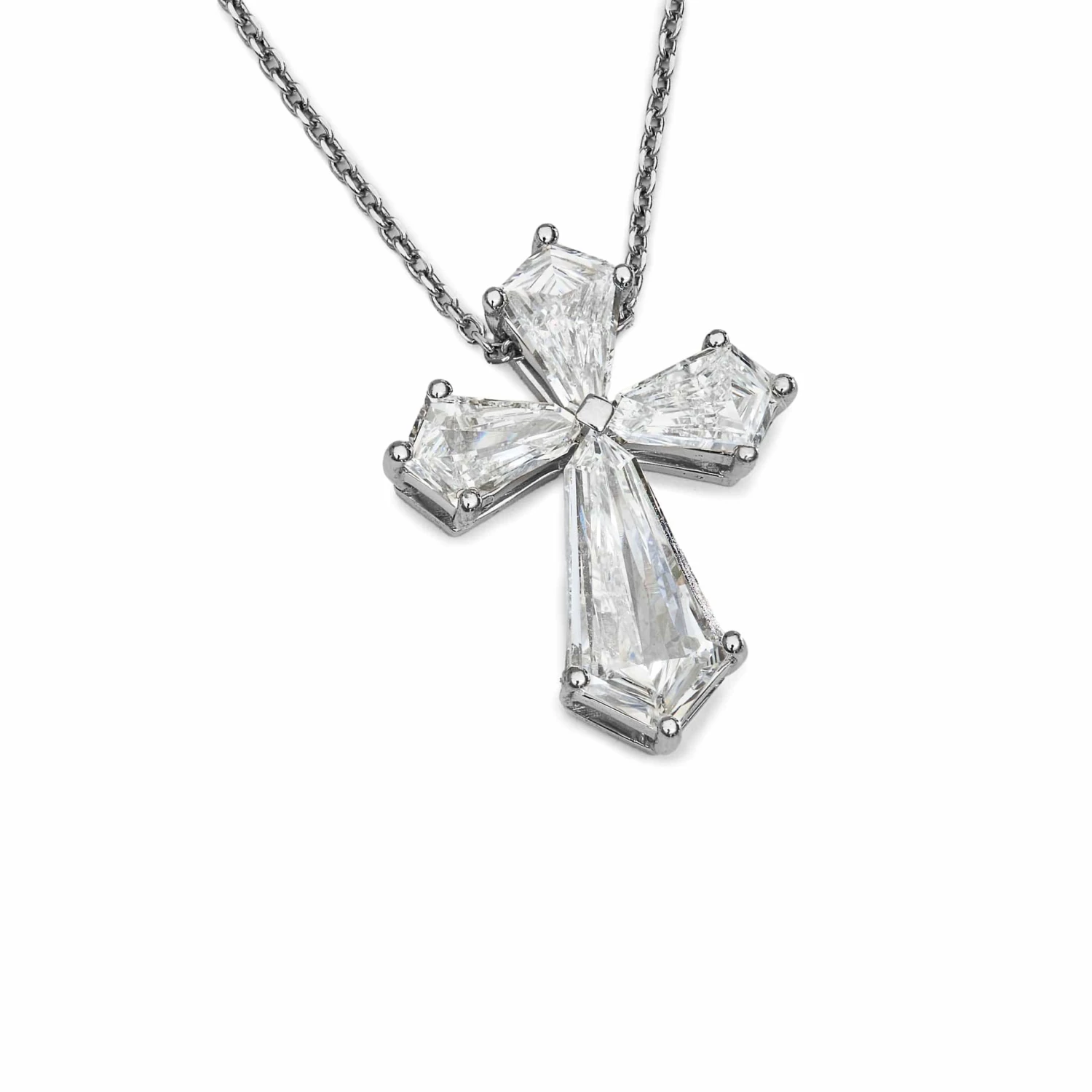 Jewels Aficionado Kite Shape Platinum Diamond Cross Pendant Necklace 2 Jewels Aficionado Kite Shape Platinum Diamond Cross Pendant Necklace - Image 2