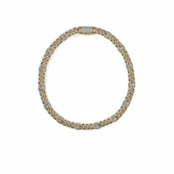 Jewels Aficionado Mens Cuban Link And Gucci Link With Pavé Diamond Yellow Gold Necklace