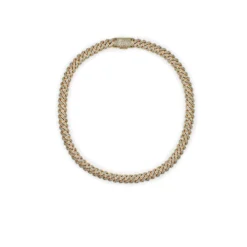 Jewels Aficionado Mens Cuban Link Yellow Gold With Pavé Diamonds Necklace