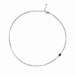 Jewels Aficionado Diamond Tennis Necklace With Emerald Accent