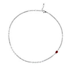 Jewels Aficionado Diamond Tennis Necklace With Ruby Accent