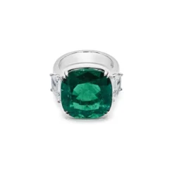 Jewels Aficionado One-of-a-Kind Cushion-Cut Emerald Ring With Diamonds