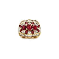 Jewels Aficionado Oval Marquise Ruby And Diamond Dome Ring