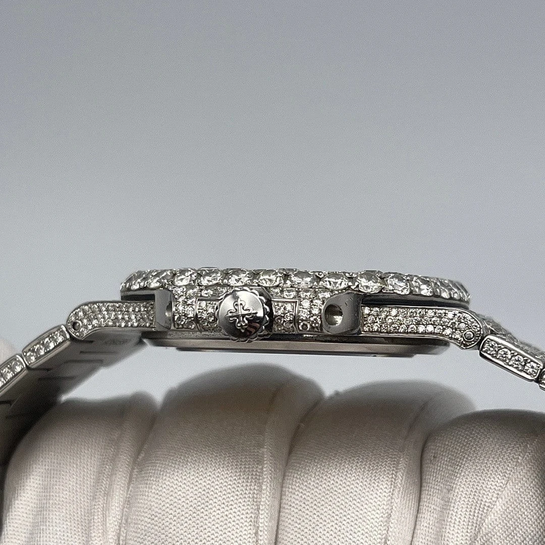 Patek Philippe Patek Philippe Nautilus 5711/1A-011 Stainless Steel With Aftermarket Diamond Pavé Bezel And Case (2012) 4 Patek Philippe Patek Philippe Nautilus 5711/1A-011 Stainless Steel With Aftermarket Diamond Pavé Bezel And Case (2012) - Image 4