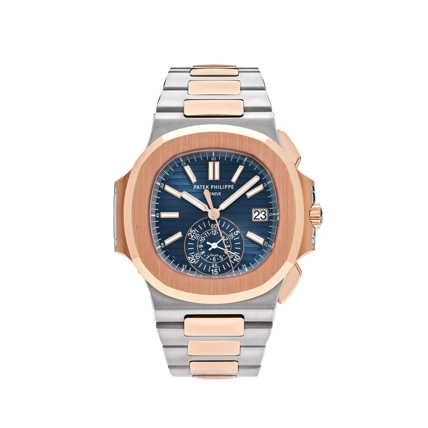 Patek Philippe Patek Philippe Nautilus 5980/1AR-001 Chronograph Stainless Steel Rose Gold Blue Dial (2024) 1 Patek Philippe Patek Philippe Nautilus 5980/1AR-001 Chronograph Stainless Steel Rose Gold Blue Dial (2024)