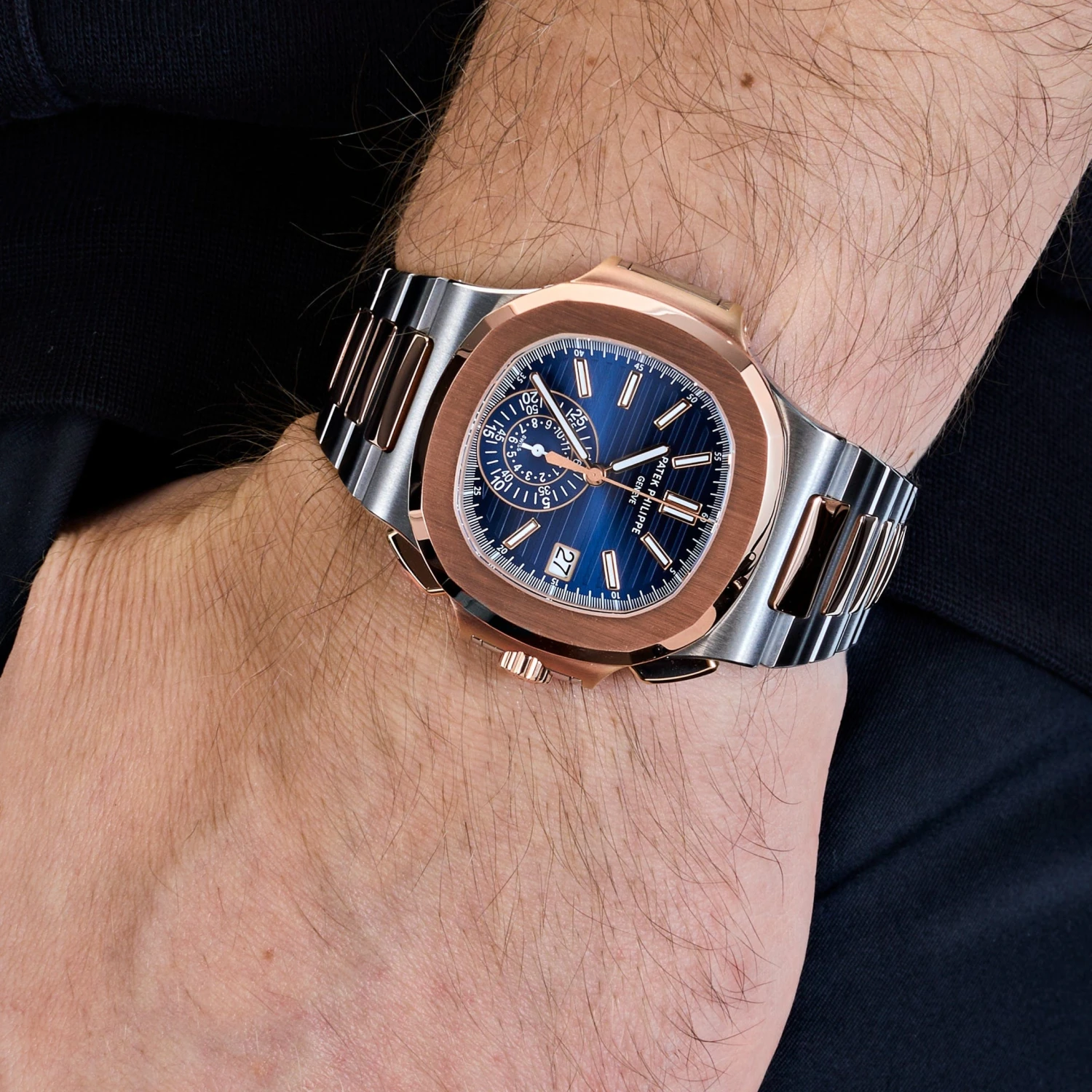 Patek Philippe Patek Philippe Nautilus 5980/1AR-001 Chronograph Stainless Steel Rose Gold Blue Dial (2024) 2 Patek Philippe Patek Philippe Nautilus 5980/1AR-001 Chronograph Stainless Steel Rose Gold Blue Dial (2024) - Image 2